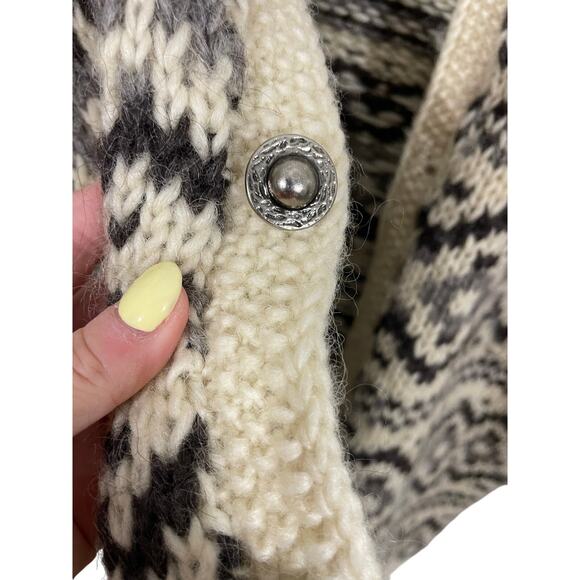 Musk Ox Womens S Oversized Cardigan 100% Pure Virgin Icelandic Wool Fair Isle - Picture 4 of 5
